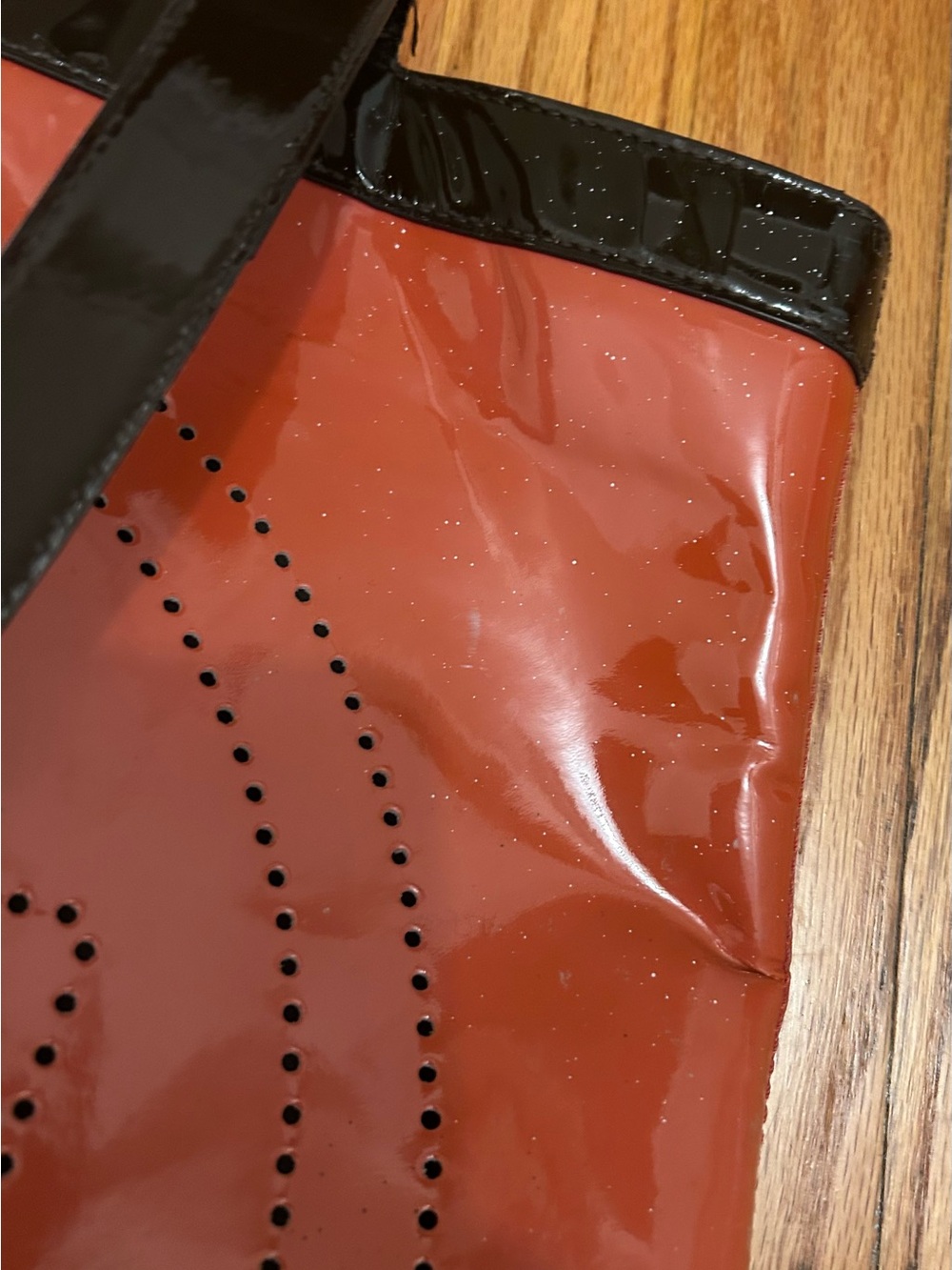 Tory Burch Blood Orange Patent Leather Logo Tote - Picture 3 of 7